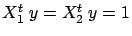 $ X_1^t \;y=X_2^t \;y=1$